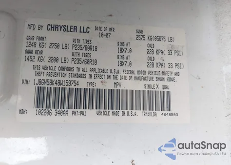 2008 Jeep Liberty Limited Edition from USA, damaged, VIN 1J8GN58K48W159754